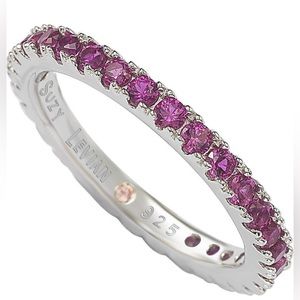 Suzy Levian Sterling Silver Pink CZ Eternity Band Ring Size 5.5 NWT